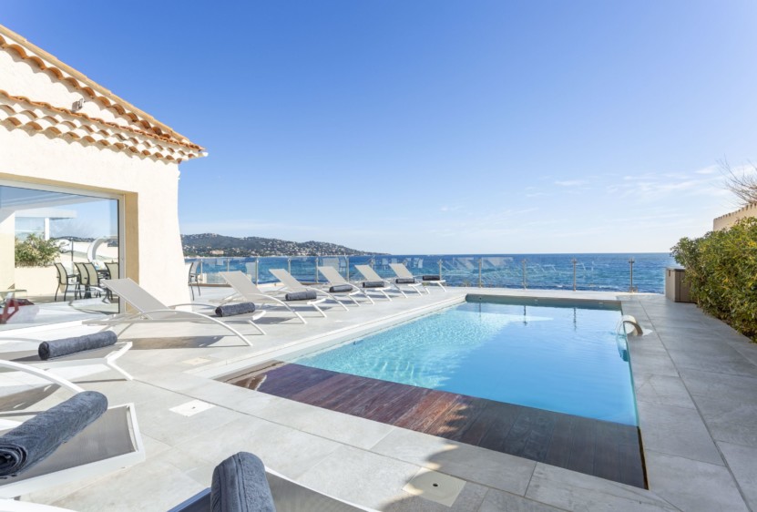 Upper terrace with swimming pool and sunbeds